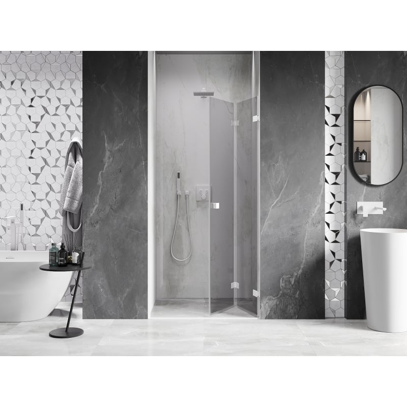 Mexen Lunar-F Falttür für Dusche rechts 70 cm, transparent, weiß - 836-070-000-20-00-P
