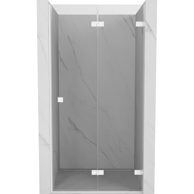 Mexen Lunar-F Falttür Duschtür rechts 85 cm, transparent, weiß - 836-085-000-20-00-P