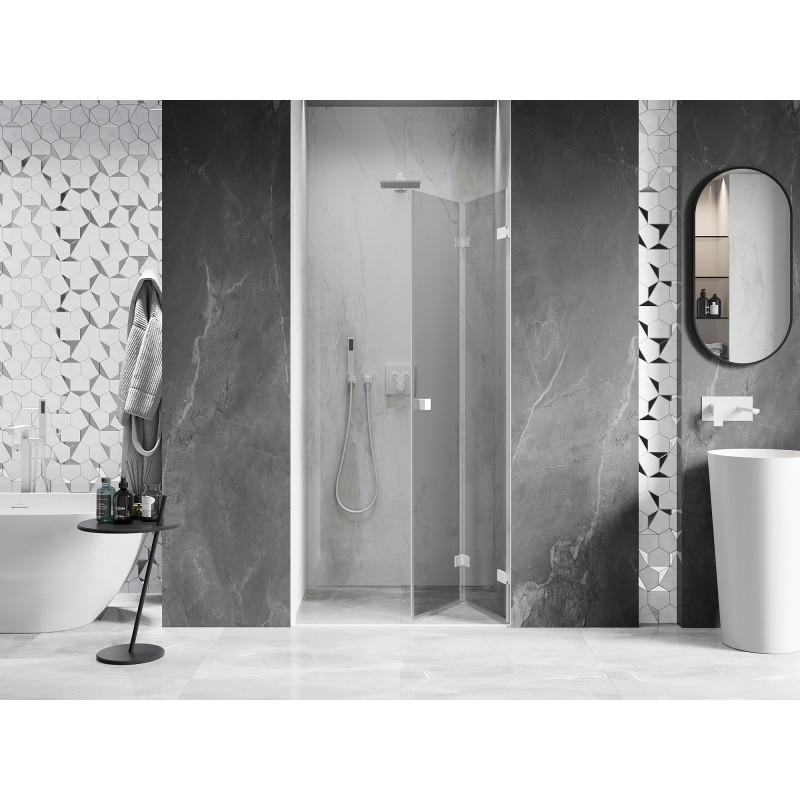 Mexen Lunar-F Falttür für Dusche rechts 90 cm, transparent, weiß - 836-090-000-20-00-P