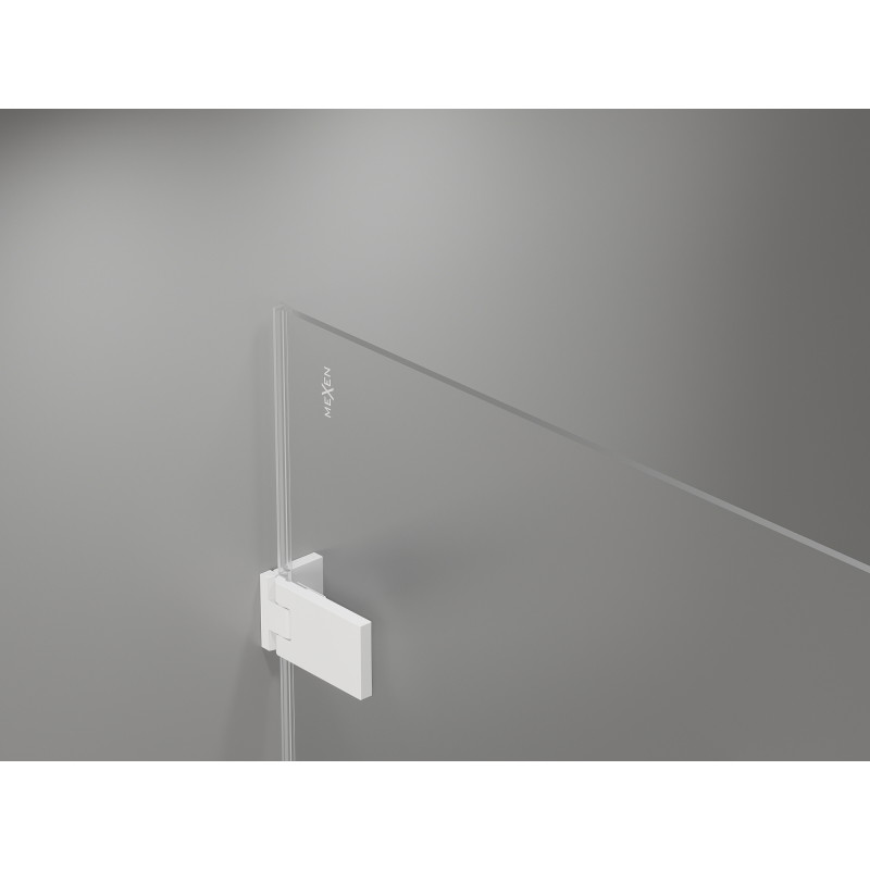 Mexen Lunar-F Falttür-Rechts, Duschabtrennung 95 cm, transparent, weiß - 836-095-000-20-00-P