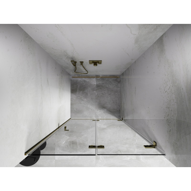 Mexen Lunar-F Duschfaltwand rechts 90 cm, transparent, gold - 836-090-000-50-00-P