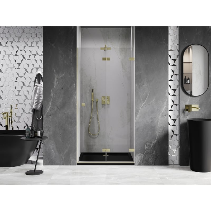 Mexen Lunar-F Klapptür Dusche rechts 85 cm, transparent, gebürstet gold - 836-085-000-55-00-P
