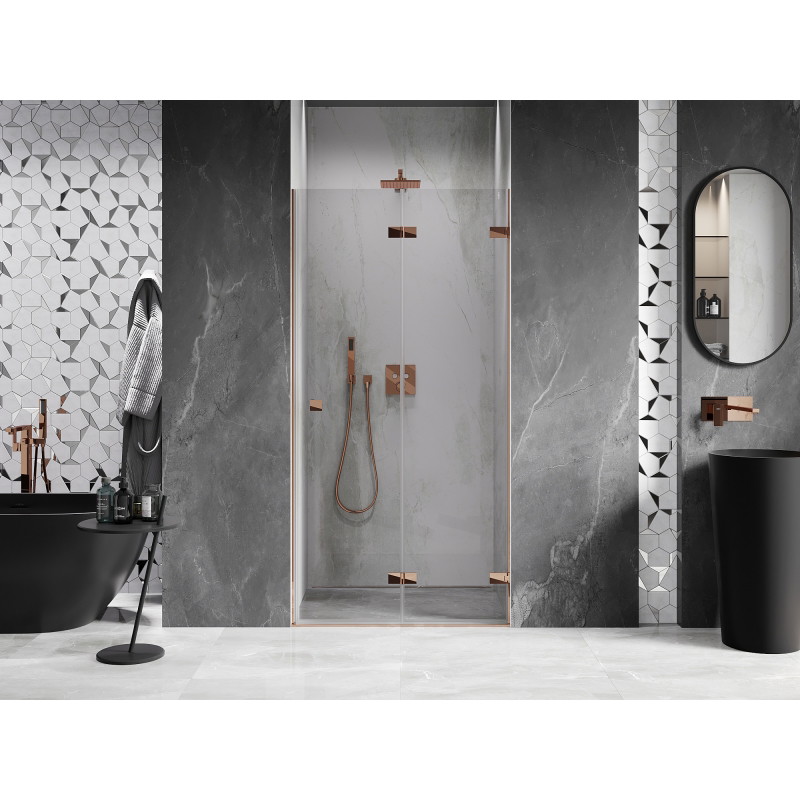 Mexen Lunar-F Duschfaltüren rechts 60 cm, transparent, Roségold - 836-060-000-60-00-P
