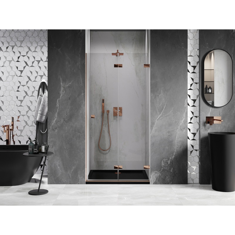 Mexen Lunar-F faltbare Duschabtrennung rechts 70 cm, transparent, Roségold - 836-070-000-60-00-P