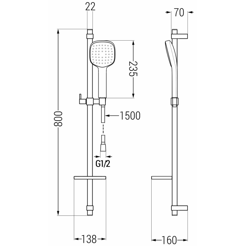 Mexen DQ33 Verschiebbares Duschset, Chrom - 785334581-00