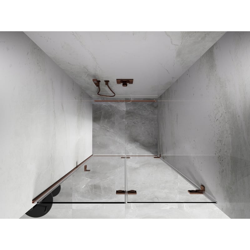 Mexen Lunar-F Duschfalttür rechts 90 cm, transparent, gebürstetes Kupfer - 836-090-000-65-00-P