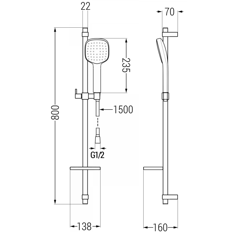 Mexen DQ33 verstellbares Duschset, Chrom - 785334581-02