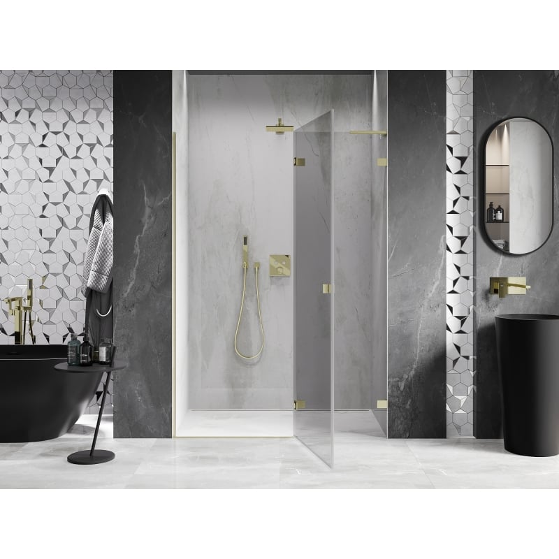 Mexen Lunar L Duschdrehtüren rechts 140 cm, transparent, gold gebürstet - 834L-140-000-55-00-P