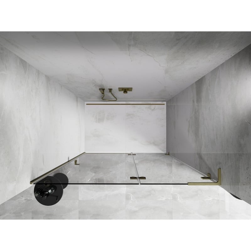 Mexen Lunar L Duschdrehtüren rechts 140 cm, transparent, gold gebürstet - 834L-140-000-55-00-P
