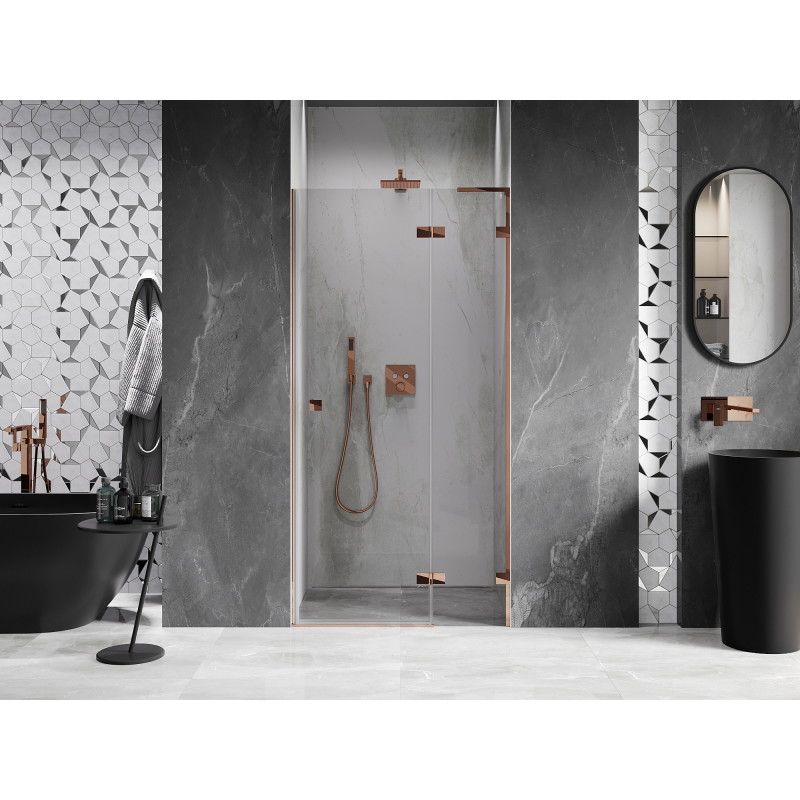 Mexen Lunar L Duschtür, rechte Schwenktür 80 cm, transparent, Roségold - 834L-080-000-60-00-P