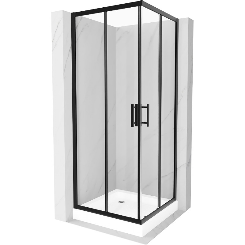 Mexen Rio quadratische Duschkabine 70 x 70 cm, transparent, schwarz + Duschwanne, weiß - 860-070-070-70-00-4510
