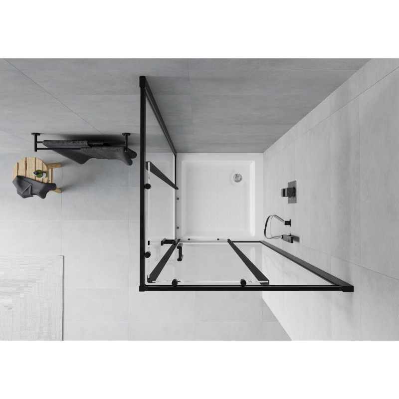 Mexen Rio quadratische Duschkabine 70 x 70 cm, transparent, schwarz + Duschwanne, weiß - 860-070-070-70-00-4510