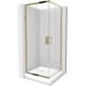 Mexen Rio quadratische Duschkabine 70 x 70 cm, transparent, gold + Duschwanne Rio, weiß - 860-070-070-50-00-4510