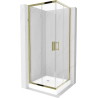 Mexen Rio quadratische Duschkabine 70 x 70 cm, transparent, Gold + Duschwanne, weiß - 860-070-070-50-00-4510