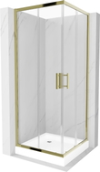 Mexen Rio quadratische Duschkabine 70 x 70 cm, transparent, Gold + Duschwanne, weiß - 860-070-070-50-00-4510