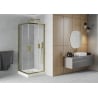 Mexen Rio quadratische Duschkabine 70 x 70 cm, transparent, gold + Duschwanne Rio, weiß - 860-070-070-50-00-4510