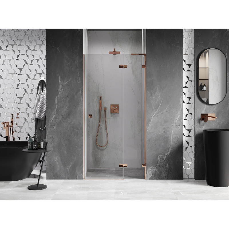 Mexen Lunar L rechte Schwingduschtür 105 cm, transparent, Roségold - 834L-105-000-60-00-P