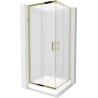 Mexen Rio quadratische Duschkabine 70 x 70 cm, matt, gold + Duschwanne Rio, weiß - 860-070-070-50-30-4510