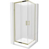 Mexen Rio quadratische Duschkabine 70 x 70 cm, matt, gold + Duschwanne, weiß - 860-070-070-50-30-4510