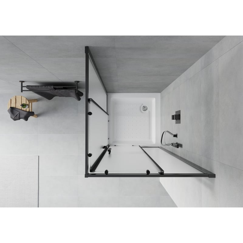 Mexen Rio quadratische Duschkabine 70 x 70 cm, matt, schwarz + Rio-Duschwanne, weiß - 860-070-070-70-30-4510