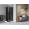 Mexen Rio Quadratische Duschkabine 70 x 70 cm, Grafit, Chrom + Duschwanne, Weiß - 860-070-070-01-40-4510