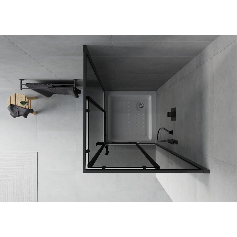 Mexen Rio quadratische Duschkabine 70 x 70 cm, grafit, schwarz + Duschwanne, weiß - 860-070-070-70-40-4510