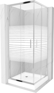 Mexen Rio Quadratische Duschkabine 70 x 70 cm, weiße Streifen, Chrom + Duschwanne, weiß - 860-070-070-01-20-4510