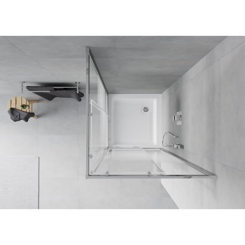 Mexen Rio Quadratische Duschkabine 70 x 70 cm, weiße Streifen, Chrom + Duschwanne, weiß - 860-070-070-01-20-4510