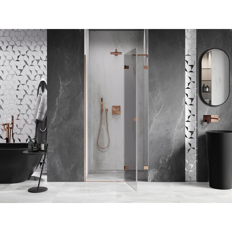 Mexen Lunar L Duschtür rechts öffnend 115 cm, transparent, Roségold - 834L-115-000-60-00-P