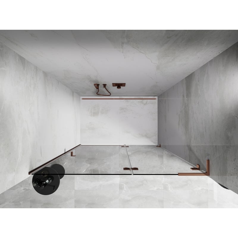 Mexen Lunar L Duschdrehtür rechts 130 cm, transparent, Roségold - 834L-130-000-60-00-P