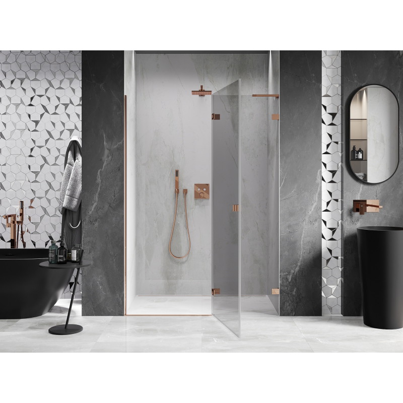 Mexen Lunar L rechte Duschtür, 140 cm, transparent, Roségold - 834L-140-000-60-00-P