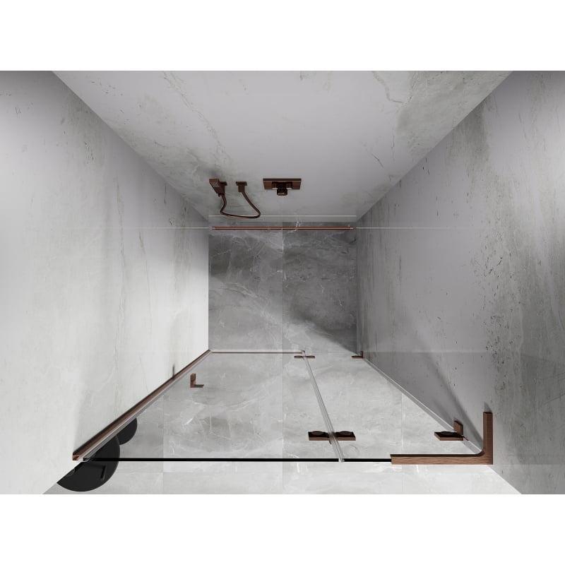Mexen Lunar L Duschkabinentür rechts 95 cm, transparent, gebürstetes Kupfer - 834L-095-000-65-00-P