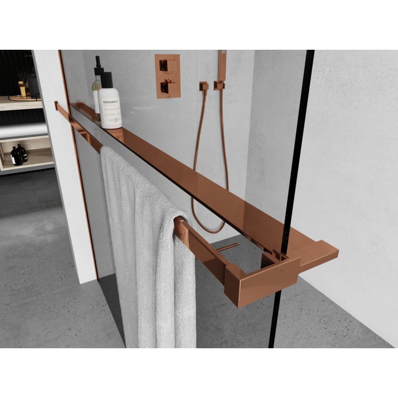 Mexen Regal für Duschwand mit Handtuchhalter, Roségold - 800-02-60