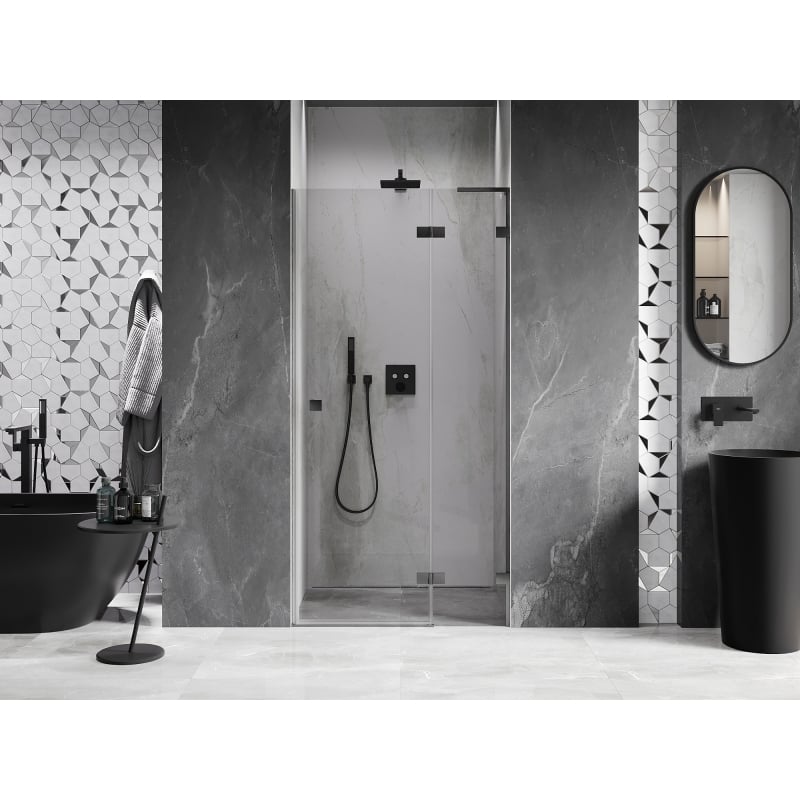 Mexen Lunar L Duschdrehtür Rechts 75 cm, transparent, gun graues gebürstetes - 834L-075-000-66-00-P