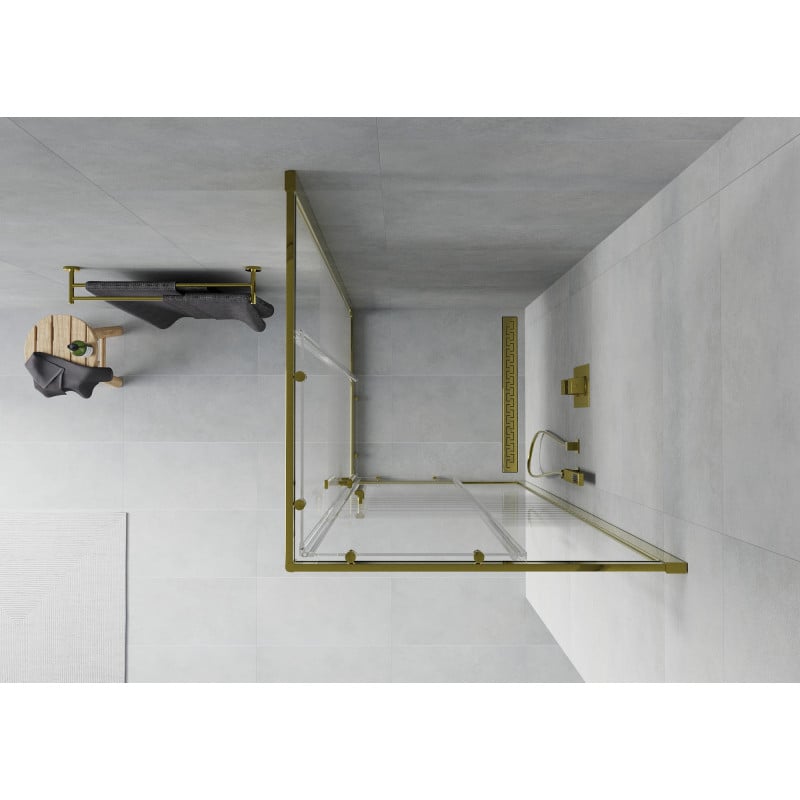 Mexen Rio quadratische Duschkabine 80 x 80 cm, transparent, gold - 860-080-080-50-00