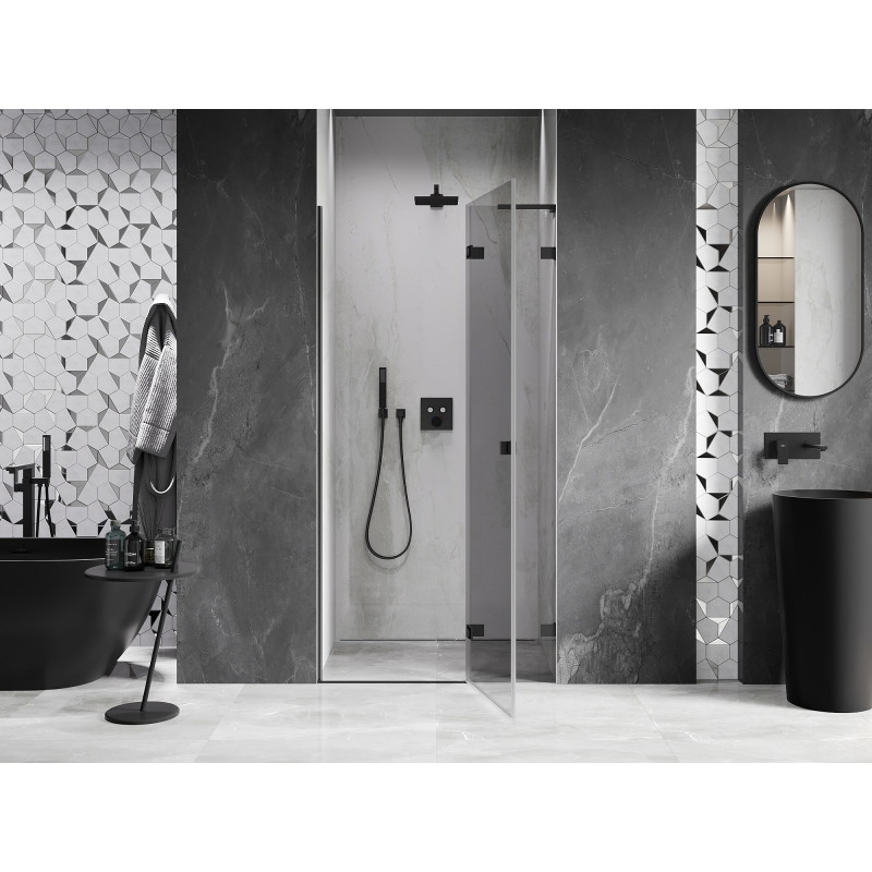 Mexen Lunar L Duschschwingtür rechts 80 cm, transparent, schwarz - 834L-080-000-70-00-P