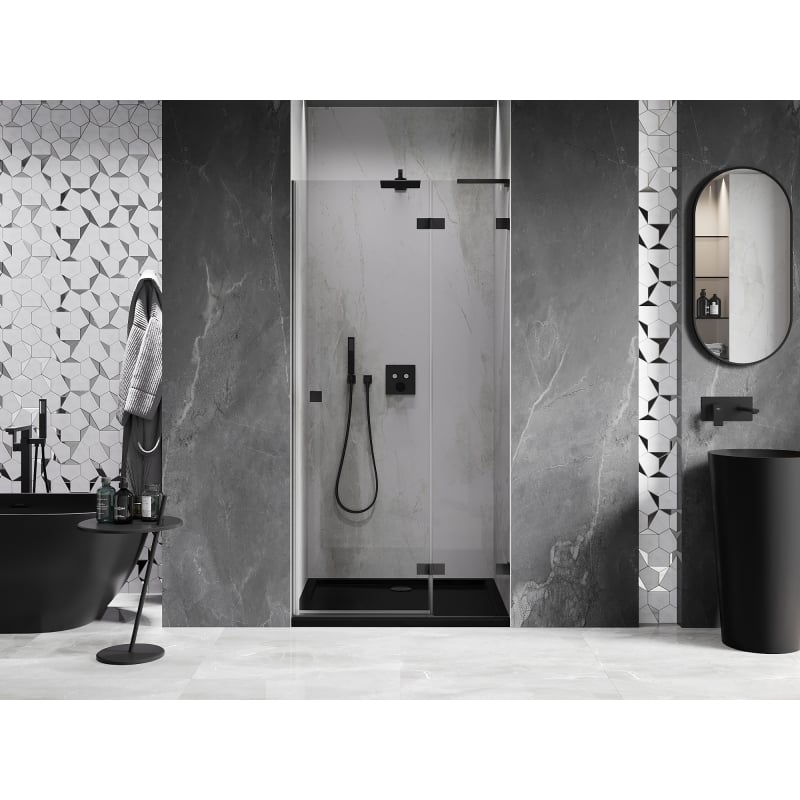 Mexen Lunar L Duschabtrennung schwenkbar rechts 85 cm, transparent, schwarz - 834L-085-000-70-00-P