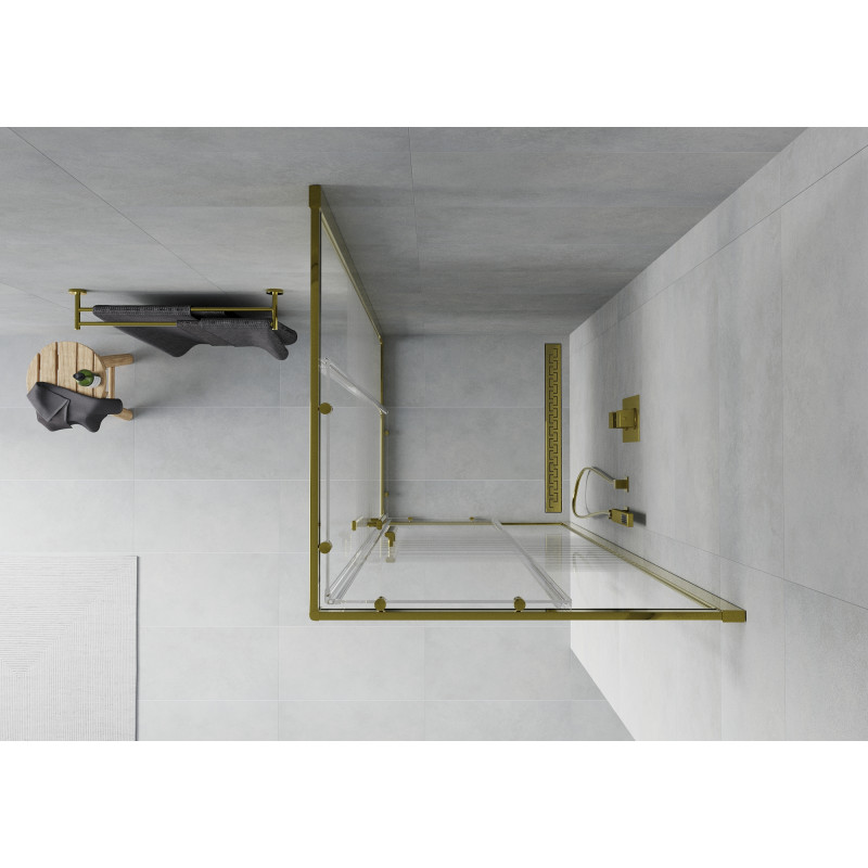Mexen Rio quadratische Duschkabine 80 x 80 cm, weiße Streifen, Gold - 860-080-080-50-20
