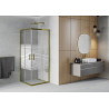 Mexen Rio quadratische Duschkabine 80 x 80 cm, weiße Streifen, Gold - 860-080-080-50-20