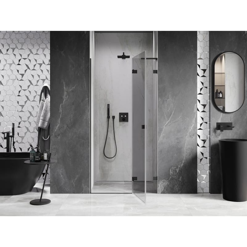 Mexen Lunar L Duschflügeltür rechts 115 cm, transparent, schwarz - 834L-115-000-70-00-P