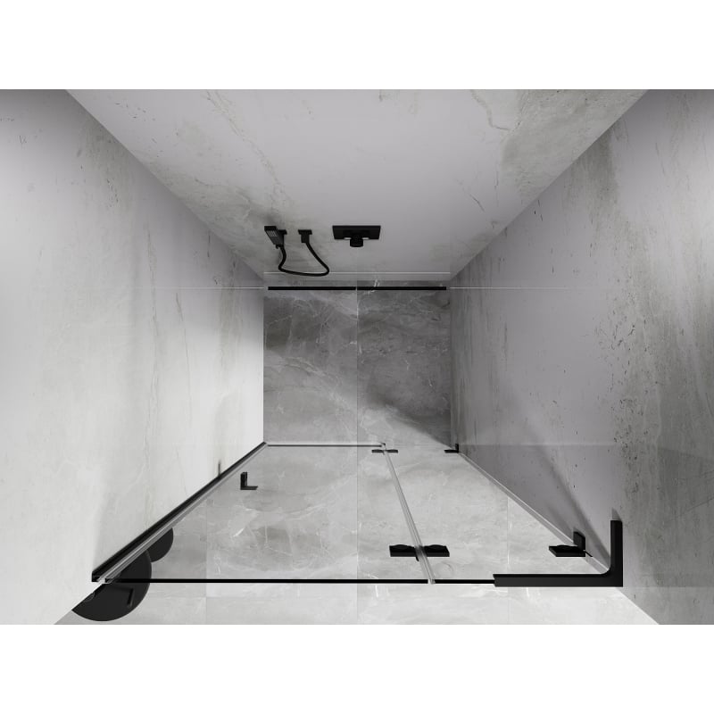 Mexen Lunar L Duschflügeltür rechts 115 cm, transparent, schwarz - 834L-115-000-70-00-P