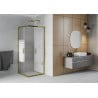 Mexen Rio quadratische Duschkabine 90 x 90 cm, weiße Streifen, gold - 860-090-090-50-20