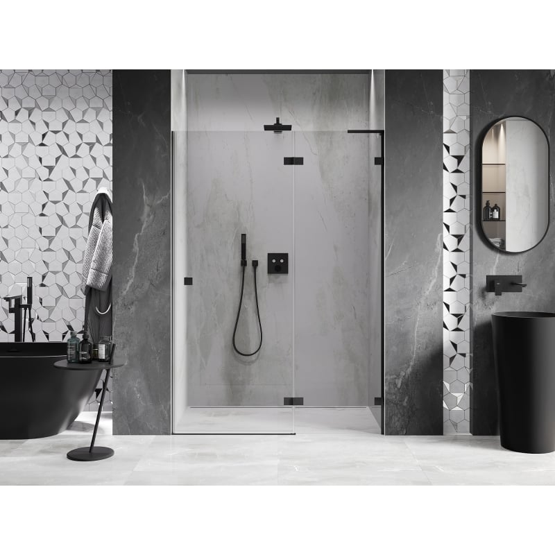 Mexen Lunar L Duschabtrennung Schwingtür rechts 140 cm, transparent, schwarz - 834L-140-000-70-00-P