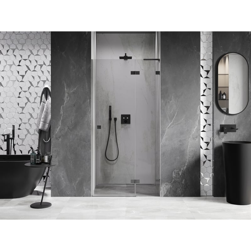 Mexen Lunar L Duschdrehtür rechts 80 cm, transparent, Gun Metal - 834L-080-000-95-00-P