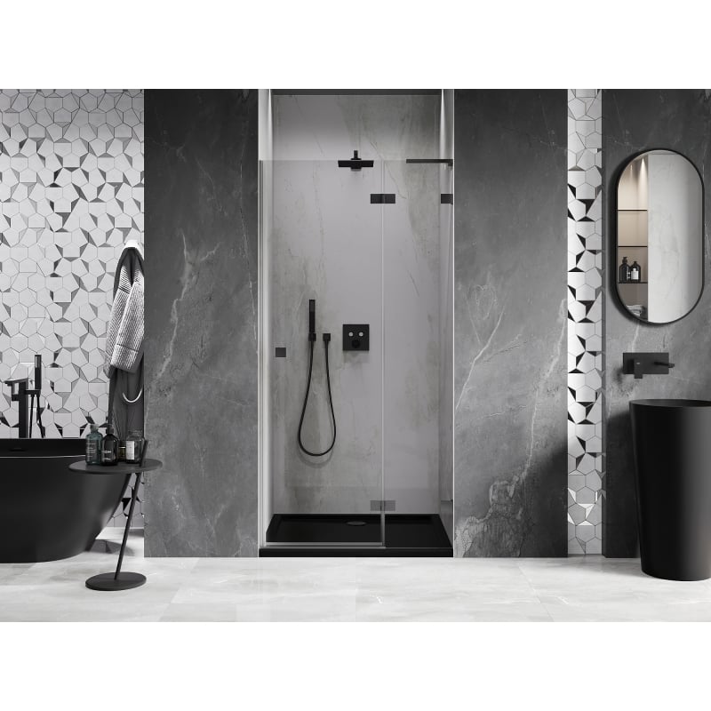 Mexen Lunar L Duschdrehtür rechts 90 cm, transparent, Gun Metal - 834L-090-000-95-00-P