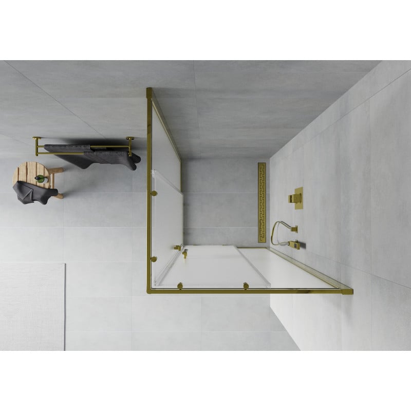 Mexen Rio Duschkabine quadratisch 90 x 90 cm, matt, gold - 860-090-090-50-30