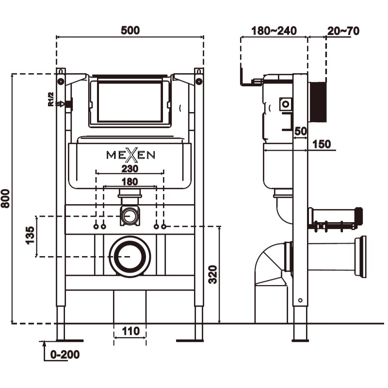 Mexen Tex Air XS-F pneumatische Unterputzrahmen für WC - 61800A