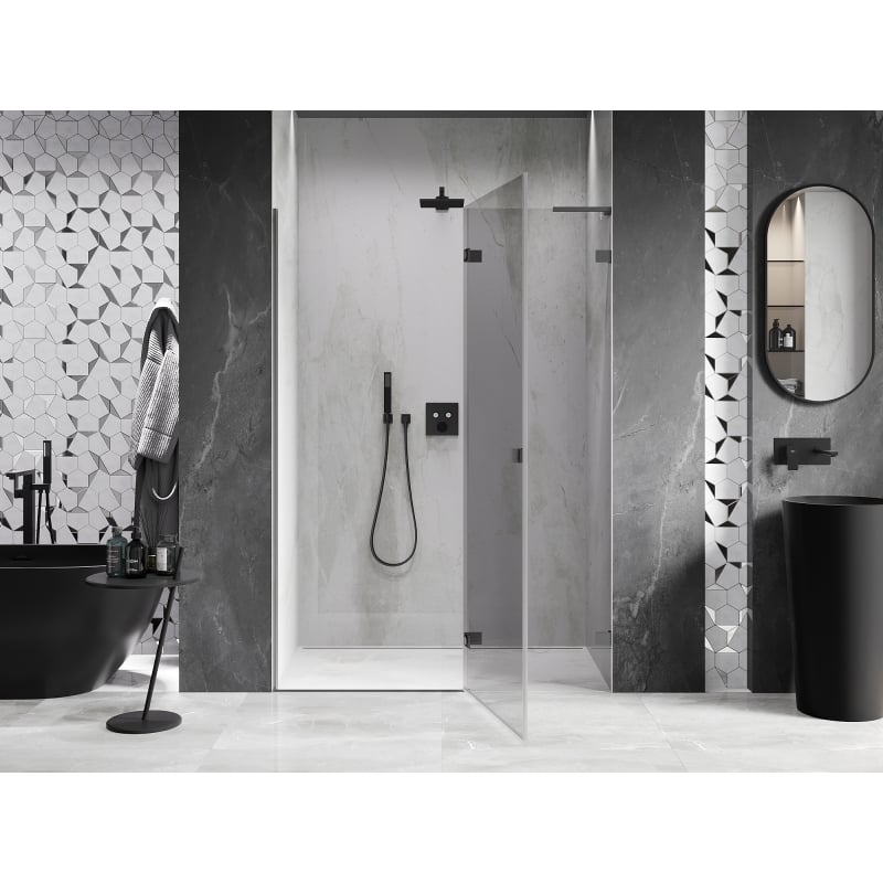 Mexen Lunar L Duschflügeltür rechts 135 cm, transparent, Gun Metal - 834L-135-000-95-00-P
