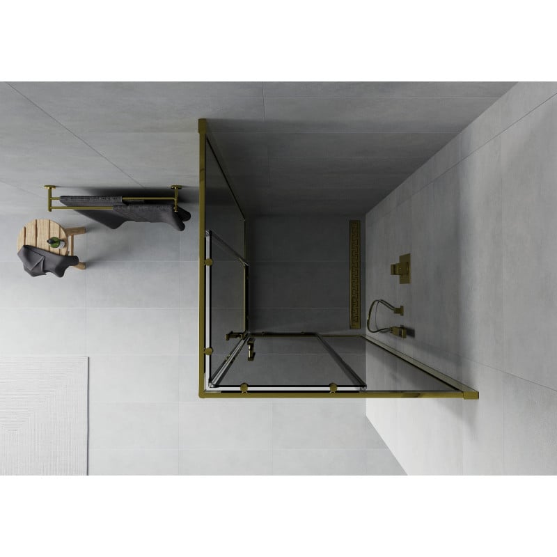 Mexen Rio quadratische Duschkabine 90 x 90 cm, grafit, gold - 860-090-090-50-40