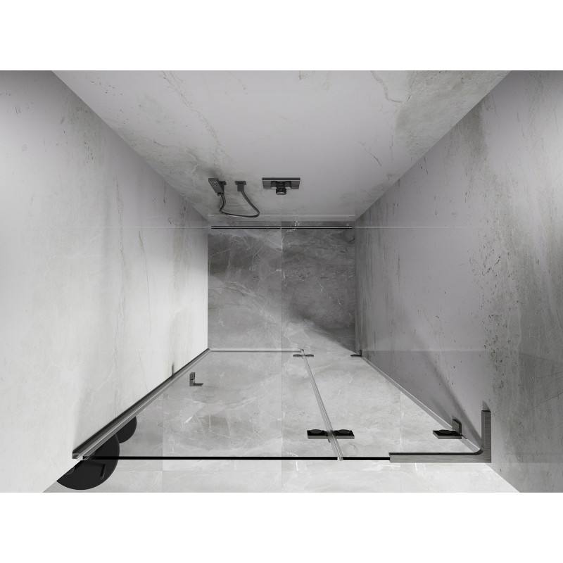 Mexen Lunar L Duschdrehtür rechts 120 cm, transparent, gebürstetes Nickel - 834L-120-000-97-00-P